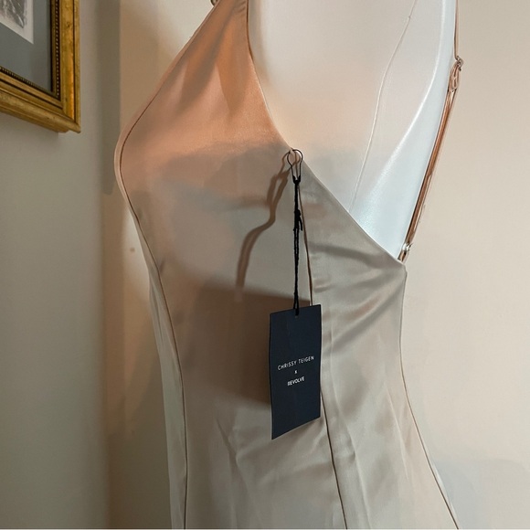 Champange Satin Panang Midi Dress by Chrissy Teigen x REVOLVE Extra Small NWT 🍾 - Picture 14 of 15